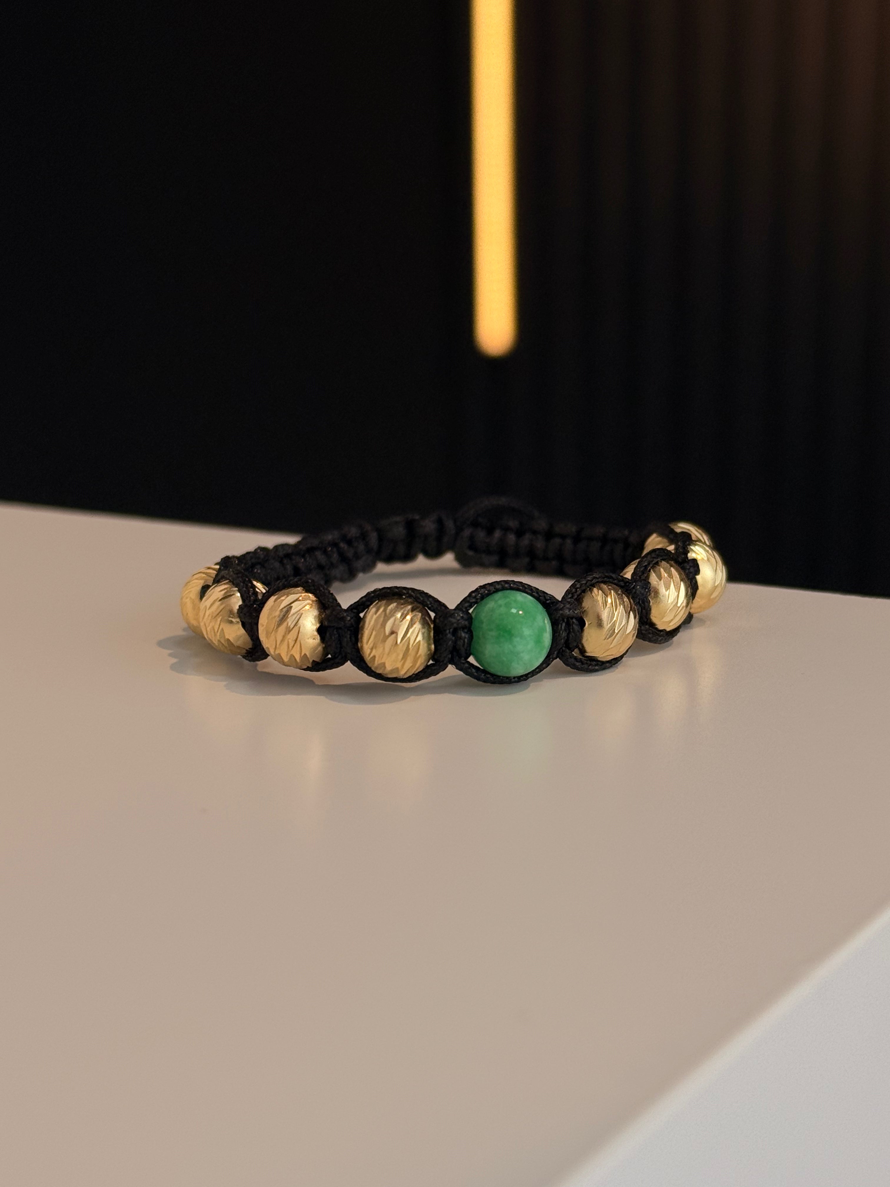 Pulsera Macrame Morralla Grande Oro Laminado