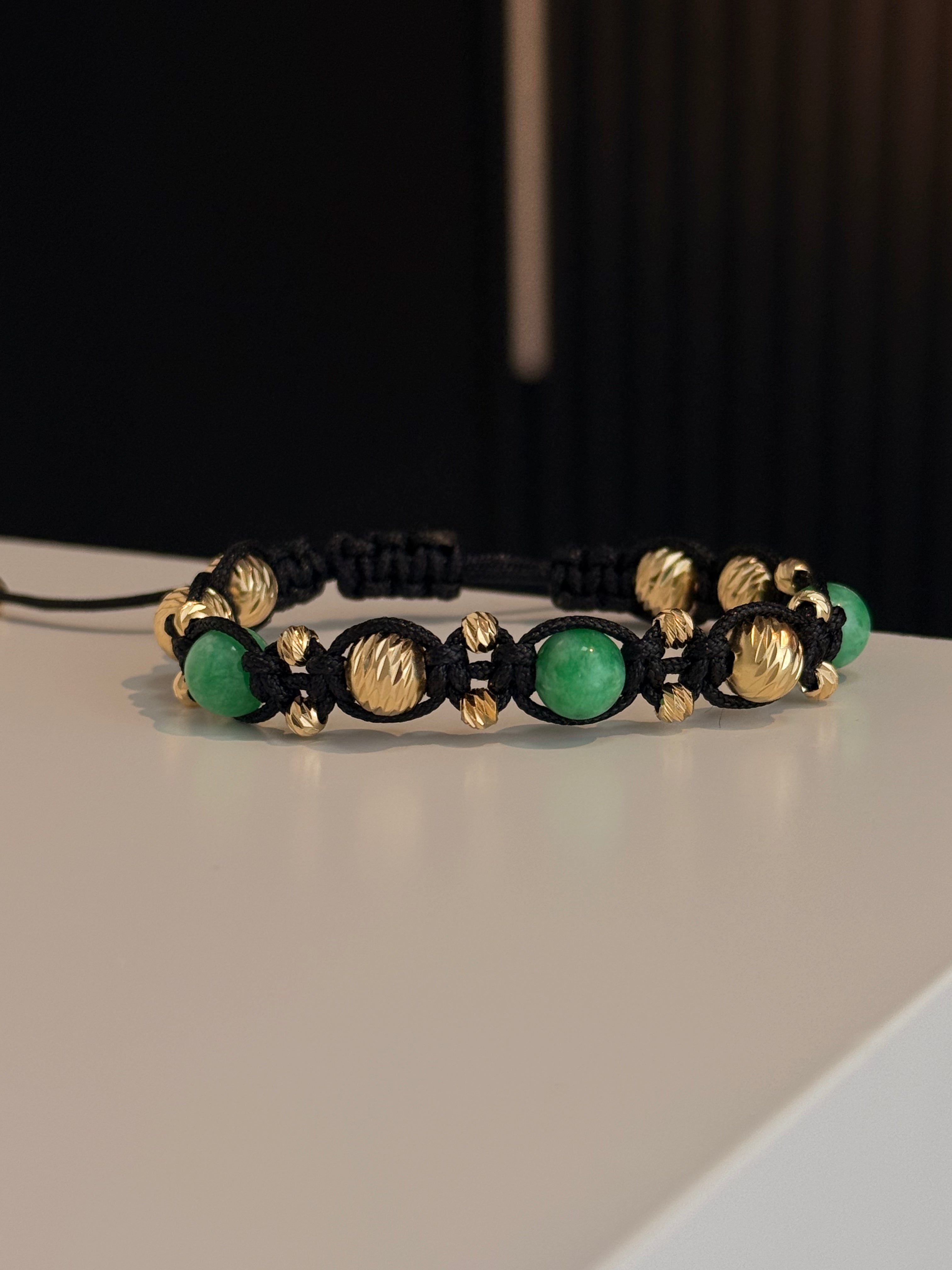 Pulsera 1-2 Morralla Diamantada Grande Oro Laminado