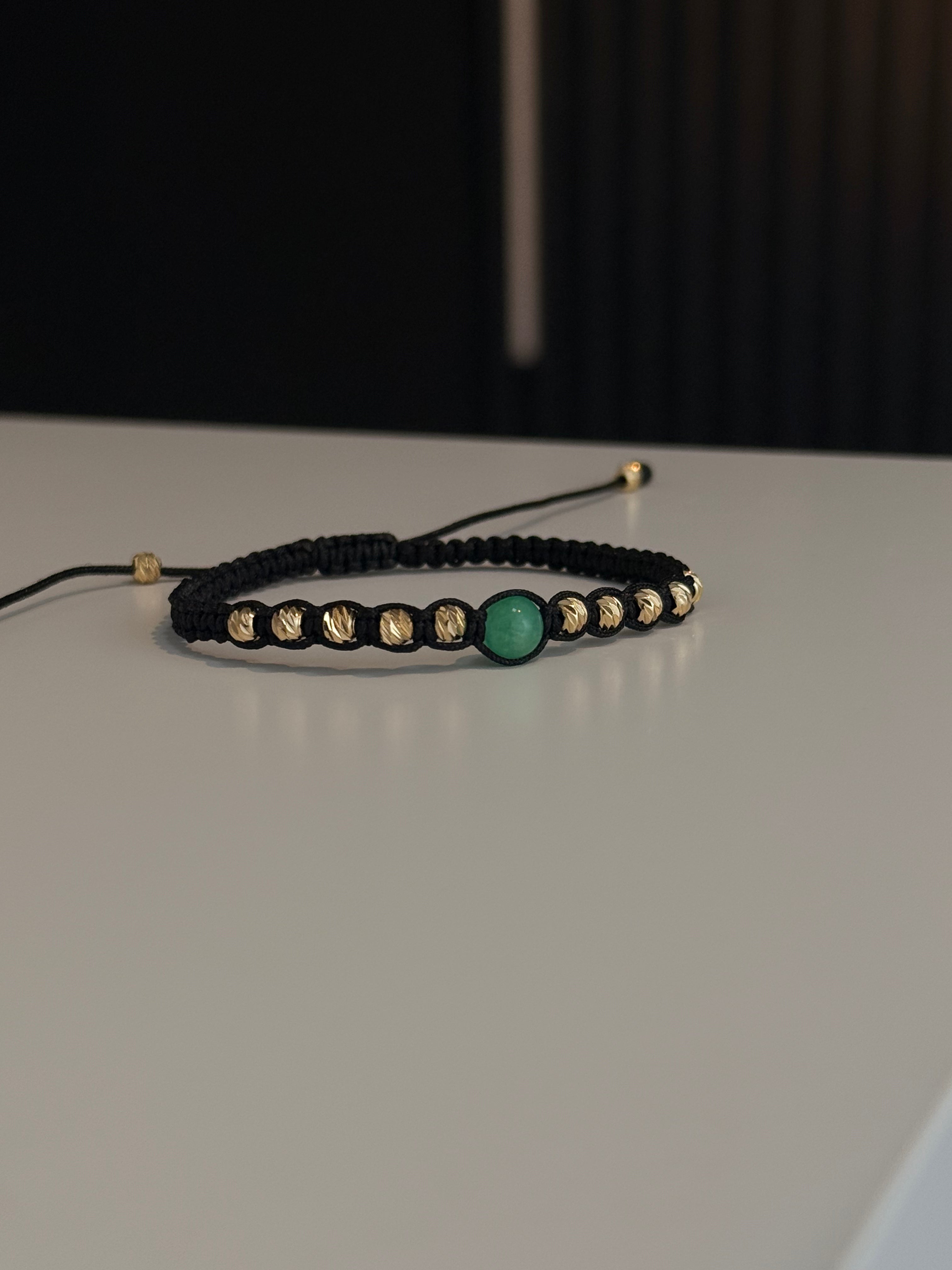Pulsera Macrame Morralla Pequeña Oro Laminado