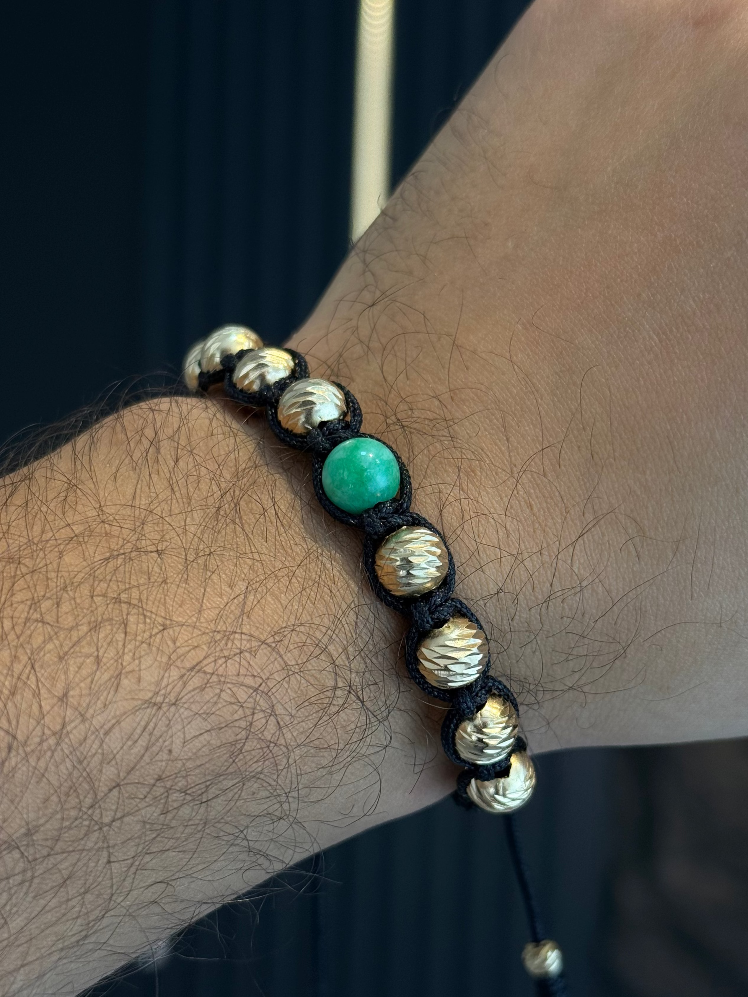 Pulsera Macrame Morralla Grande Oro Laminado
