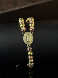 Pulsera Guadalupe 2 Oros Denario Rodio