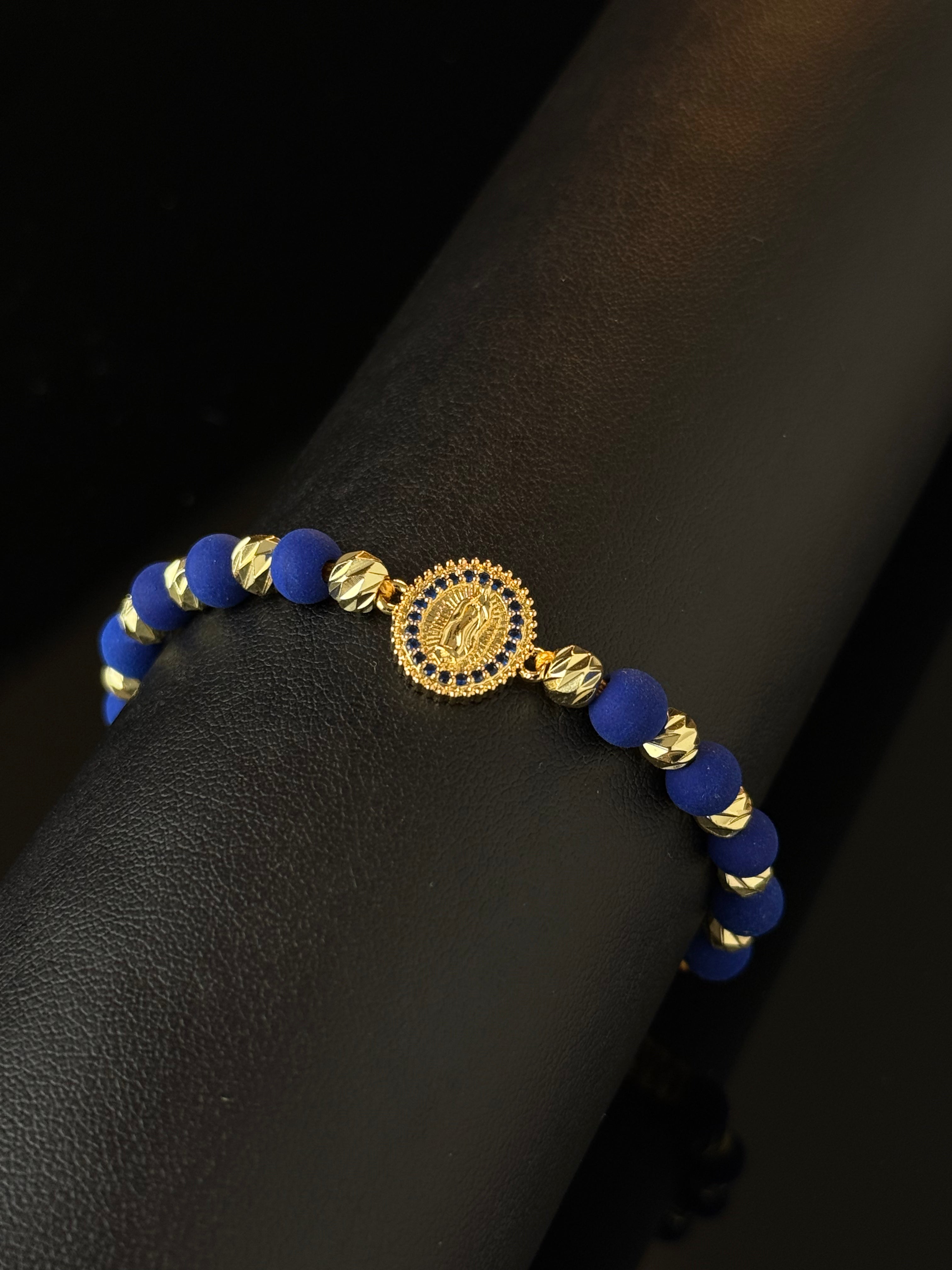 Pulsera Virgen Guadalupe Azul Rodio