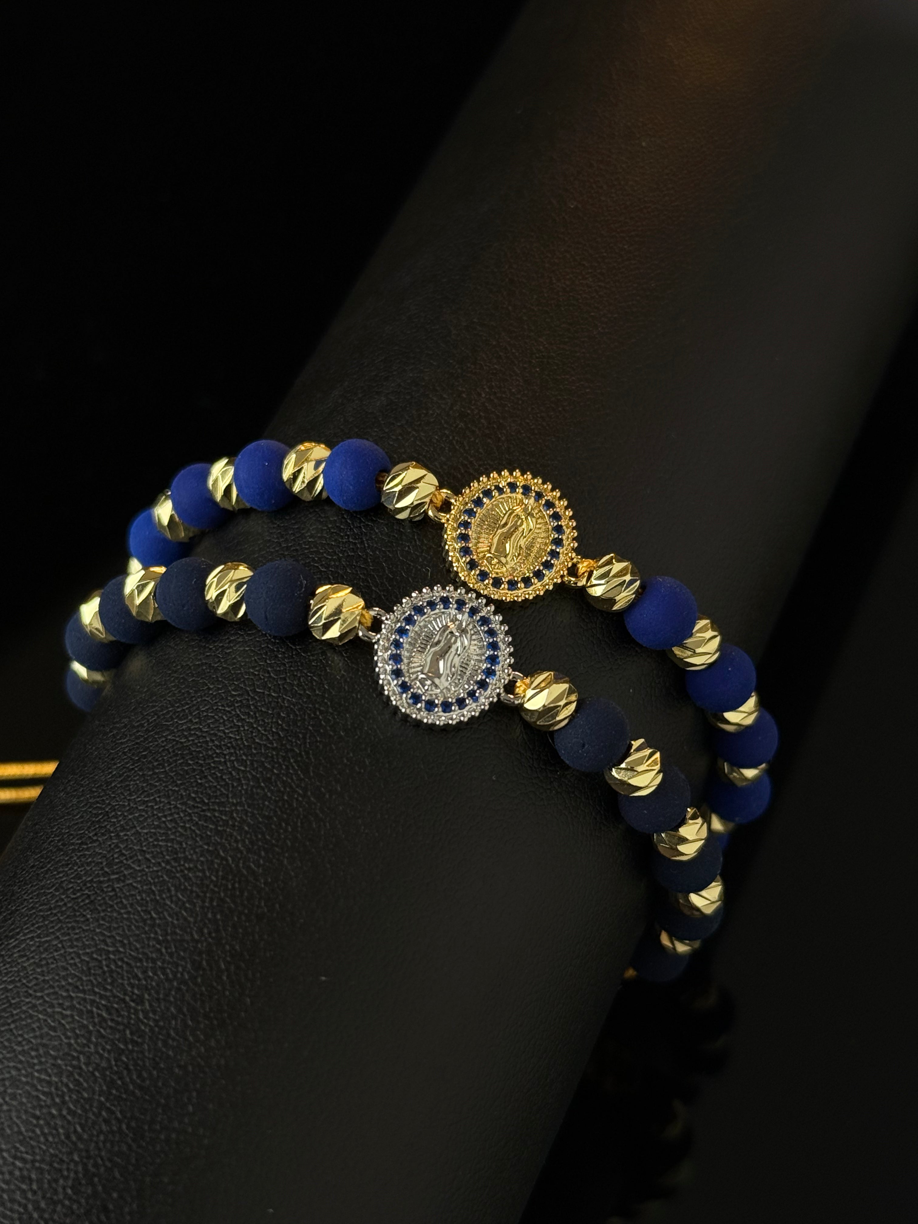 Pulsera Virgen Guadalupe Azul Rodio