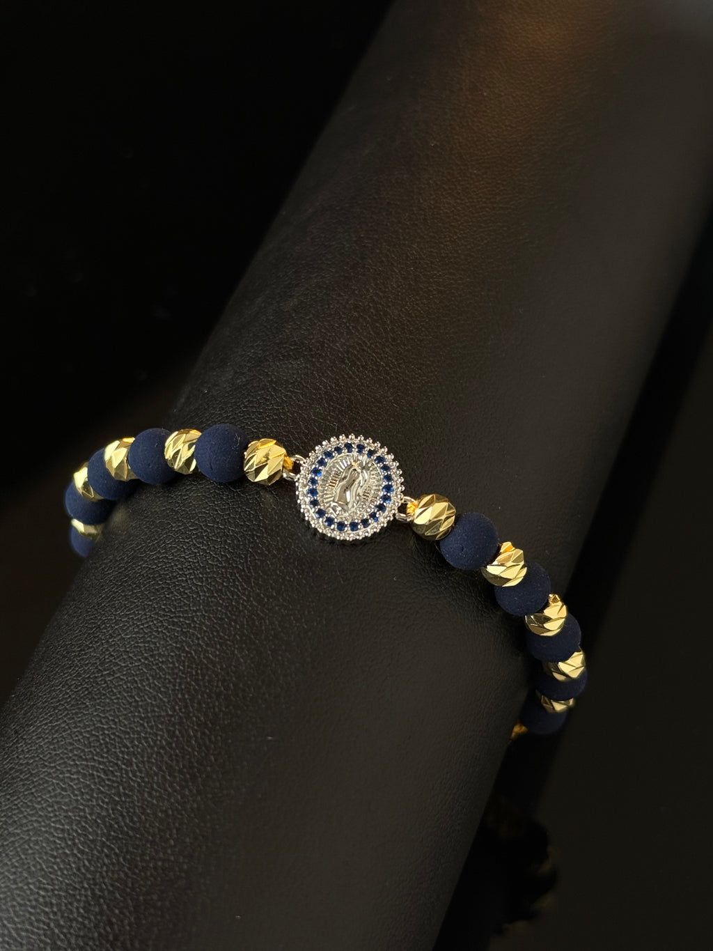Pulsera Virgen Guadalupe Azul Rodio