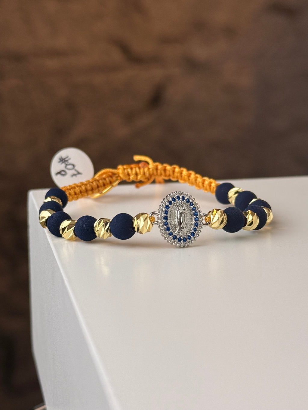 Pulsera Virgen Guadalupe Azul Rodio