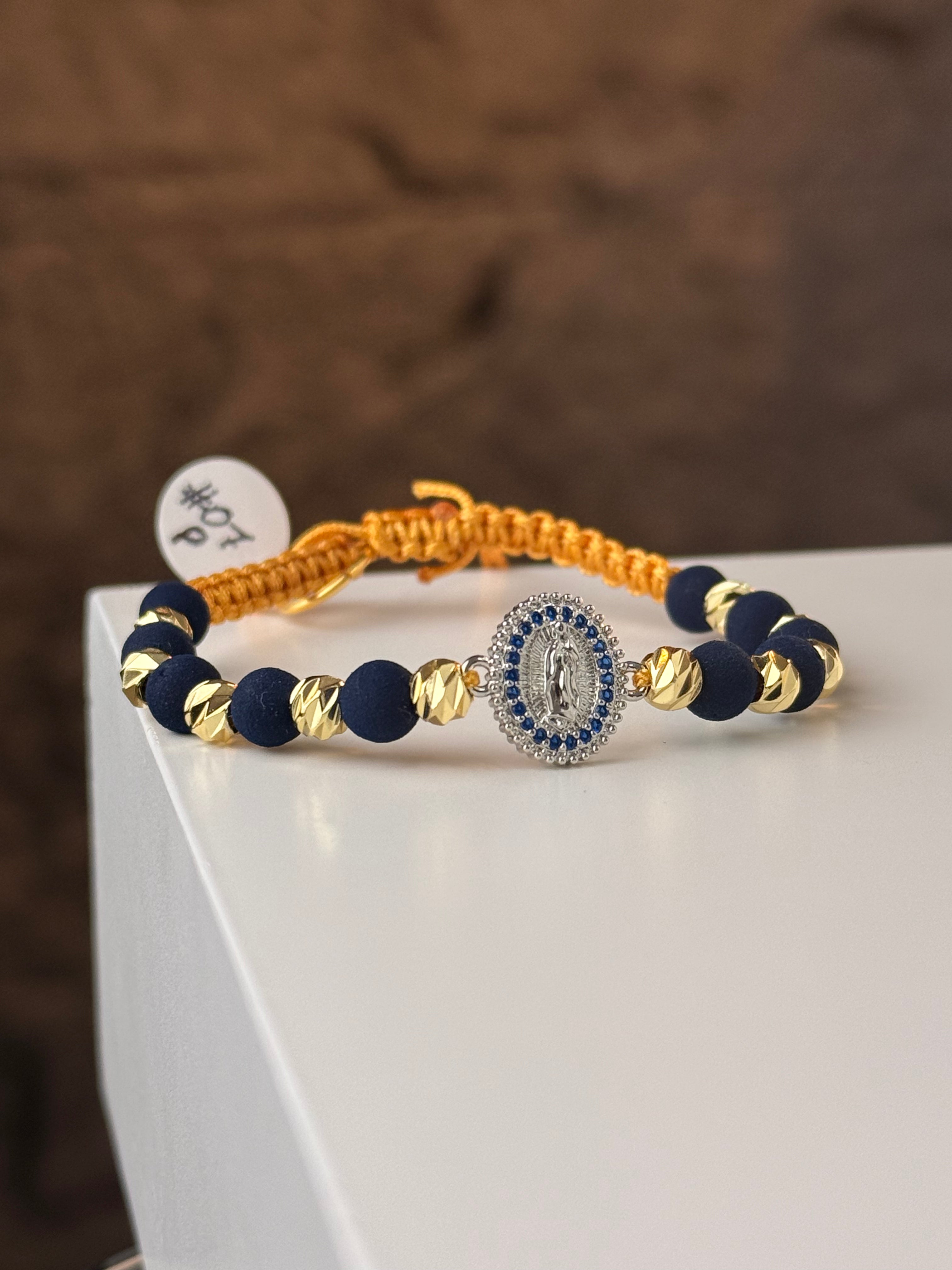 Pulsera Virgen Guadalupe Azul Rodio
