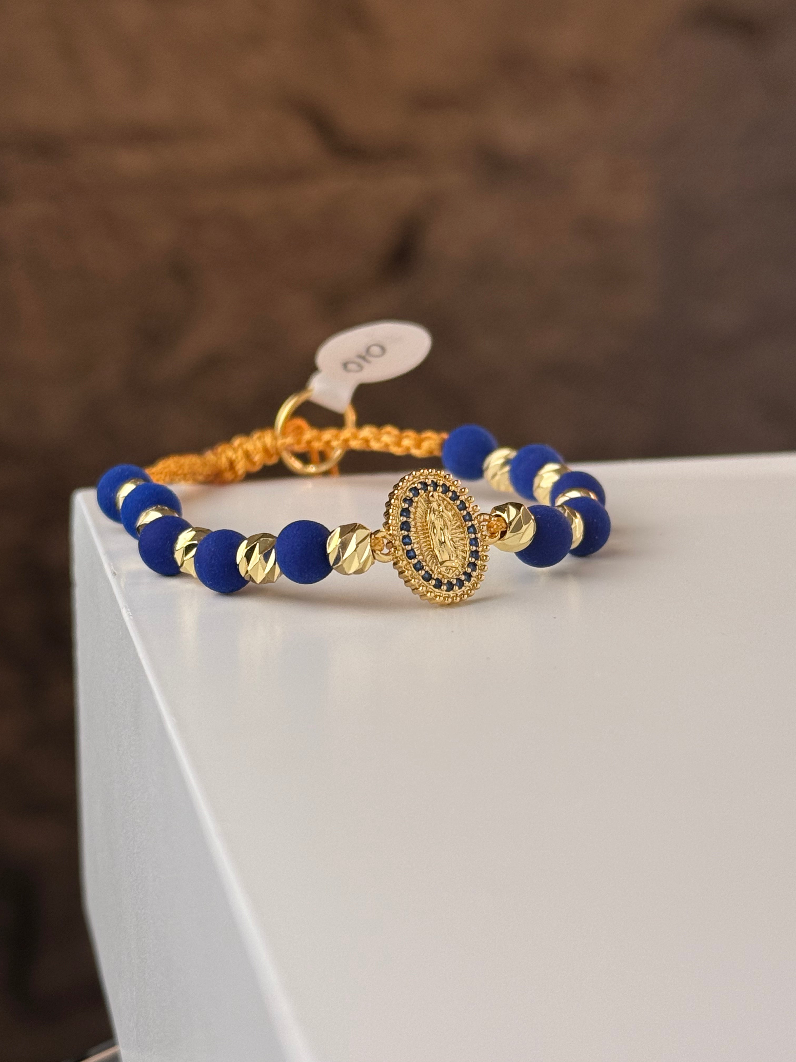 Pulsera Virgen Guadalupe Azul Rodio