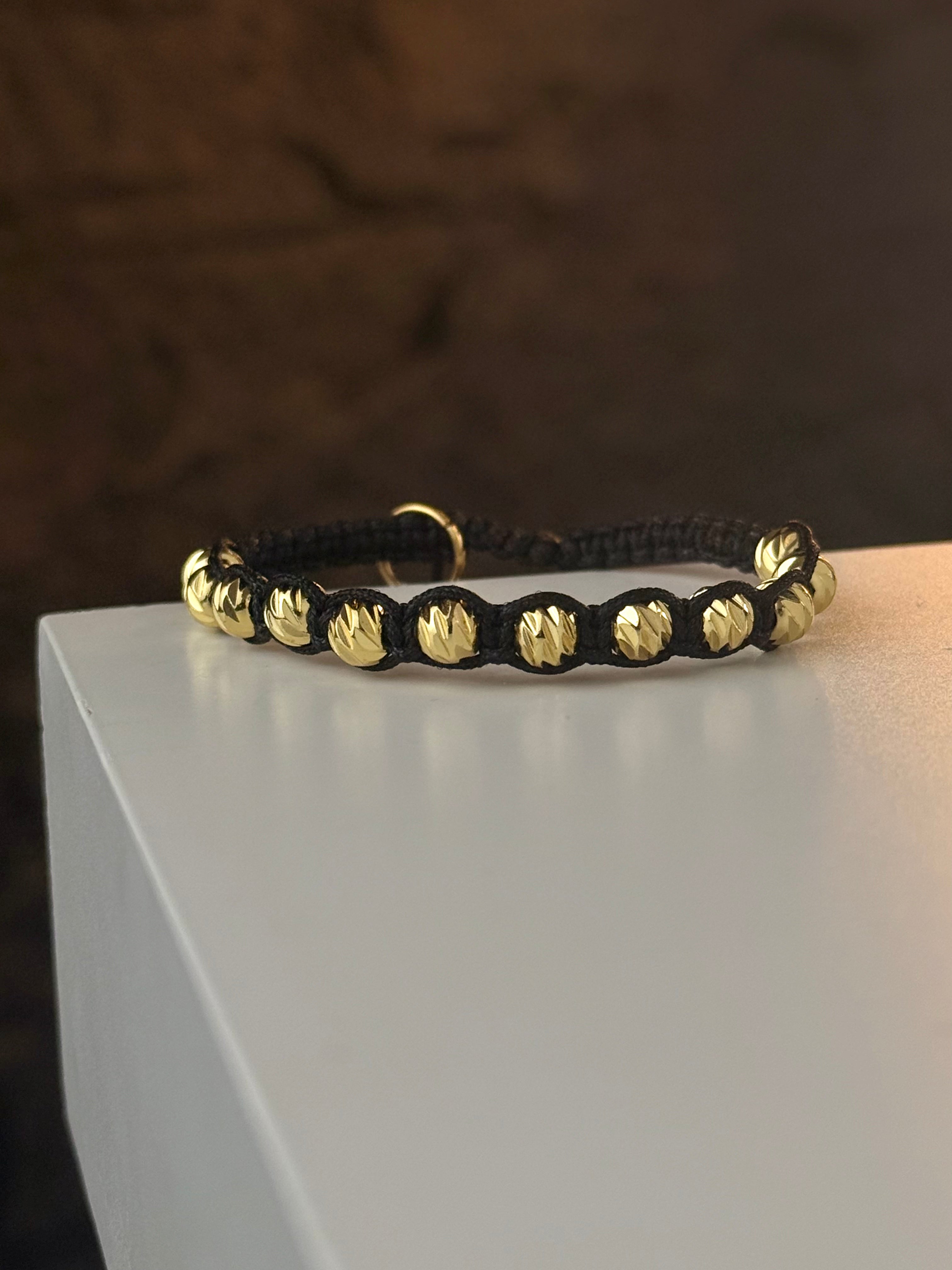 Pulsera Tejida Balines Rodio